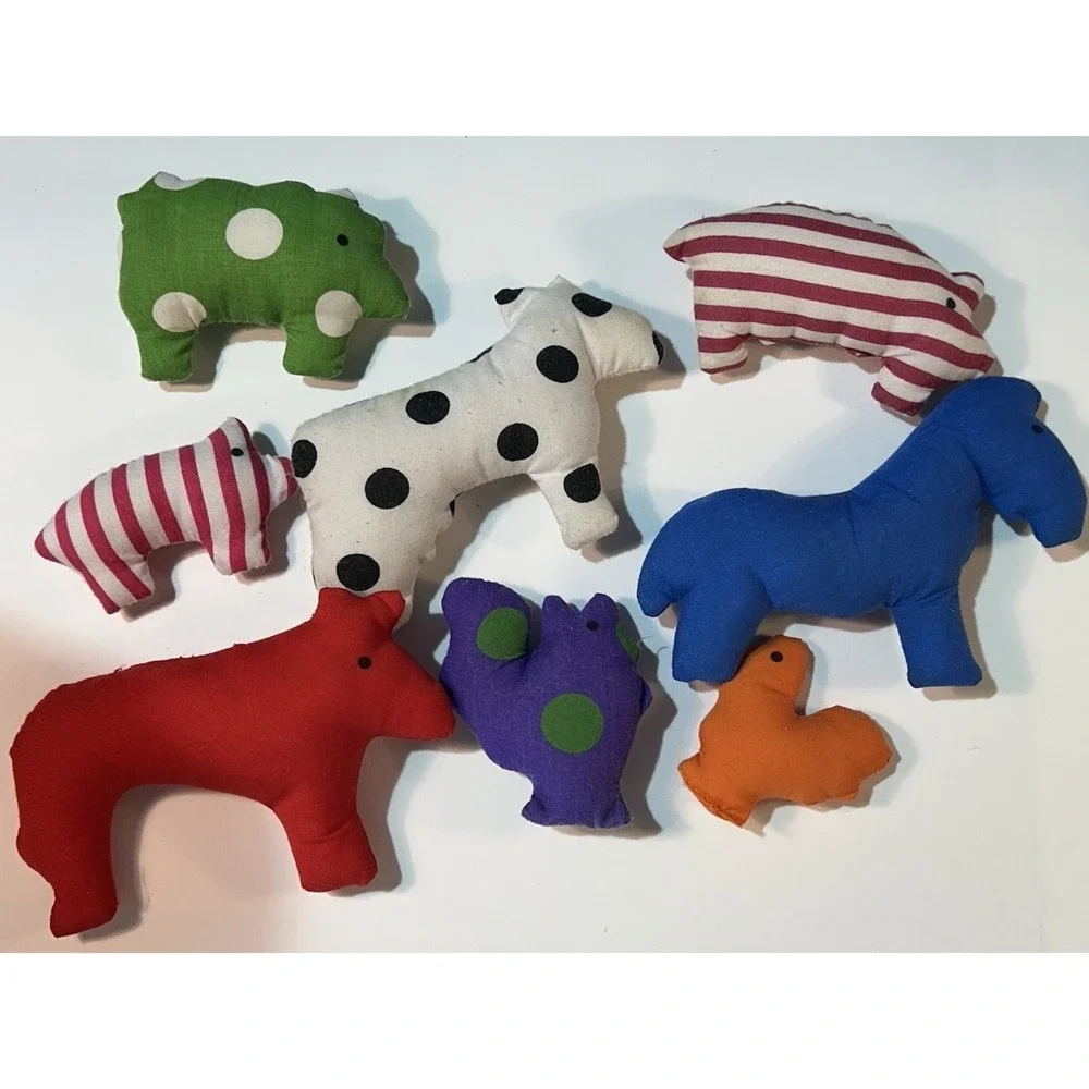 Vintage IKEA Soft Toy Barn Carrying Bag with Plush Animals Cow Pig Set Retired